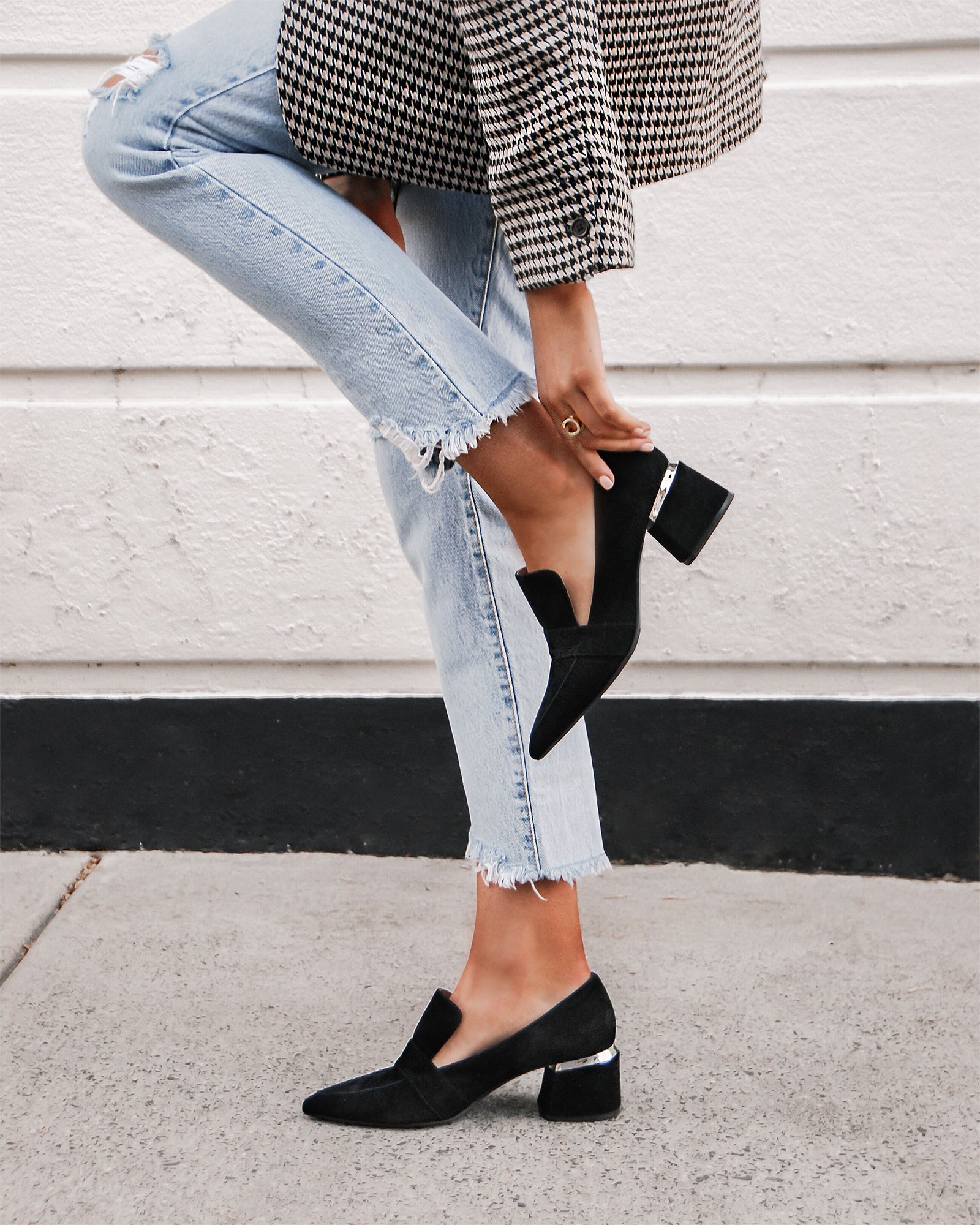 CELESTE LOW HEEL LOAFERS BLACK SUEDE 