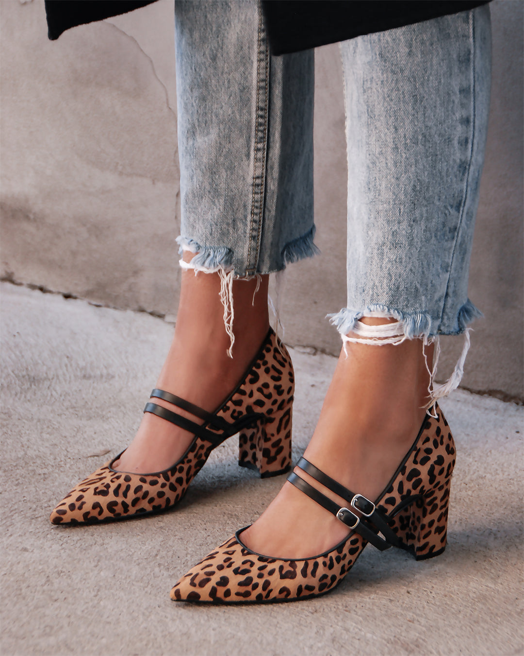 leopard mid heels