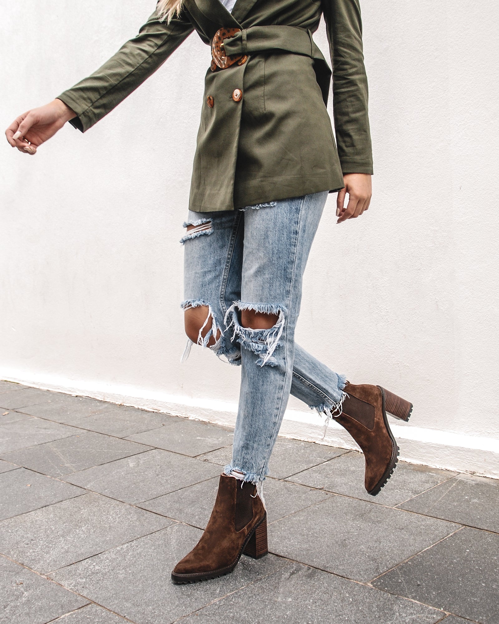 black suede high ankle boots