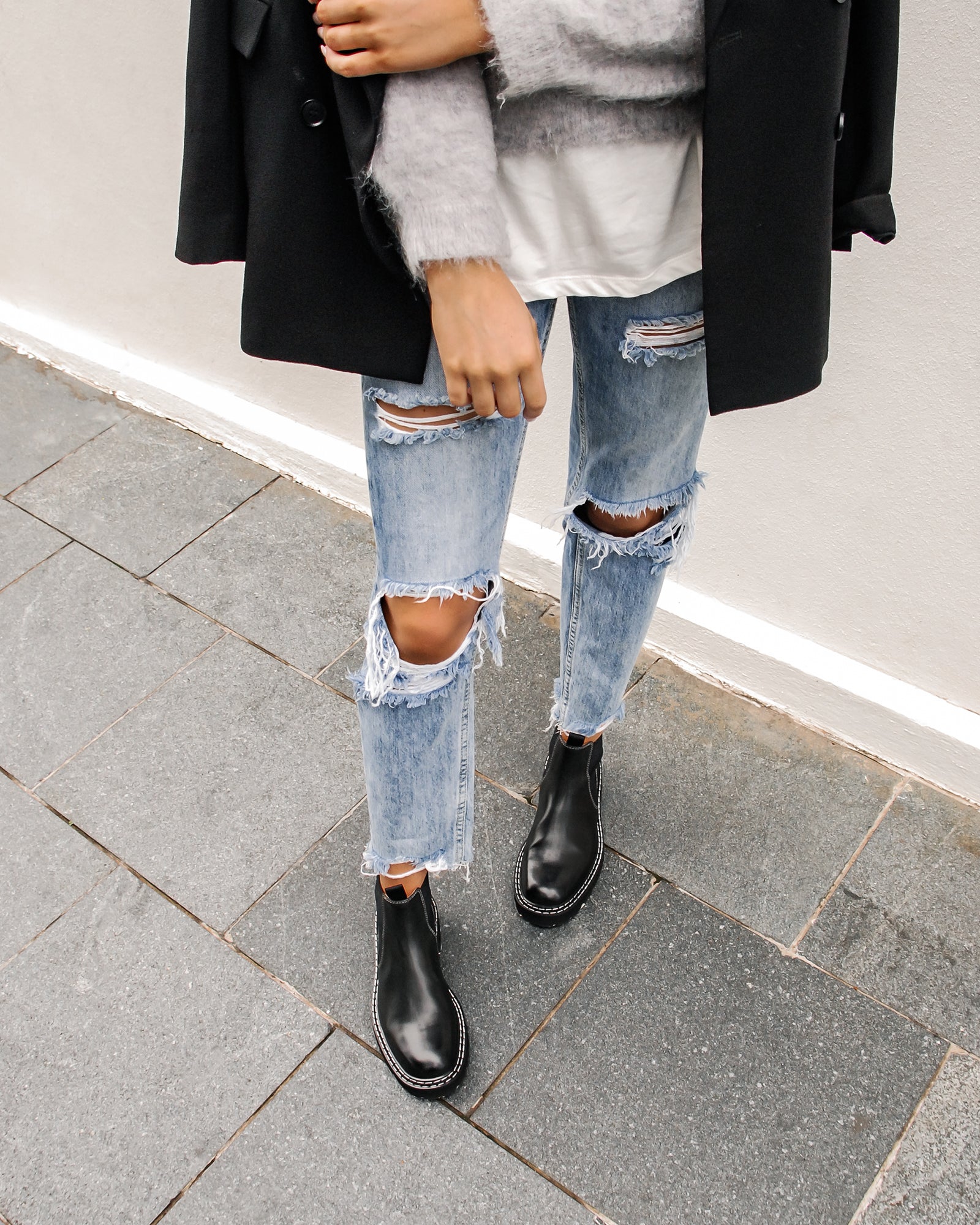 gray flat ankle boots