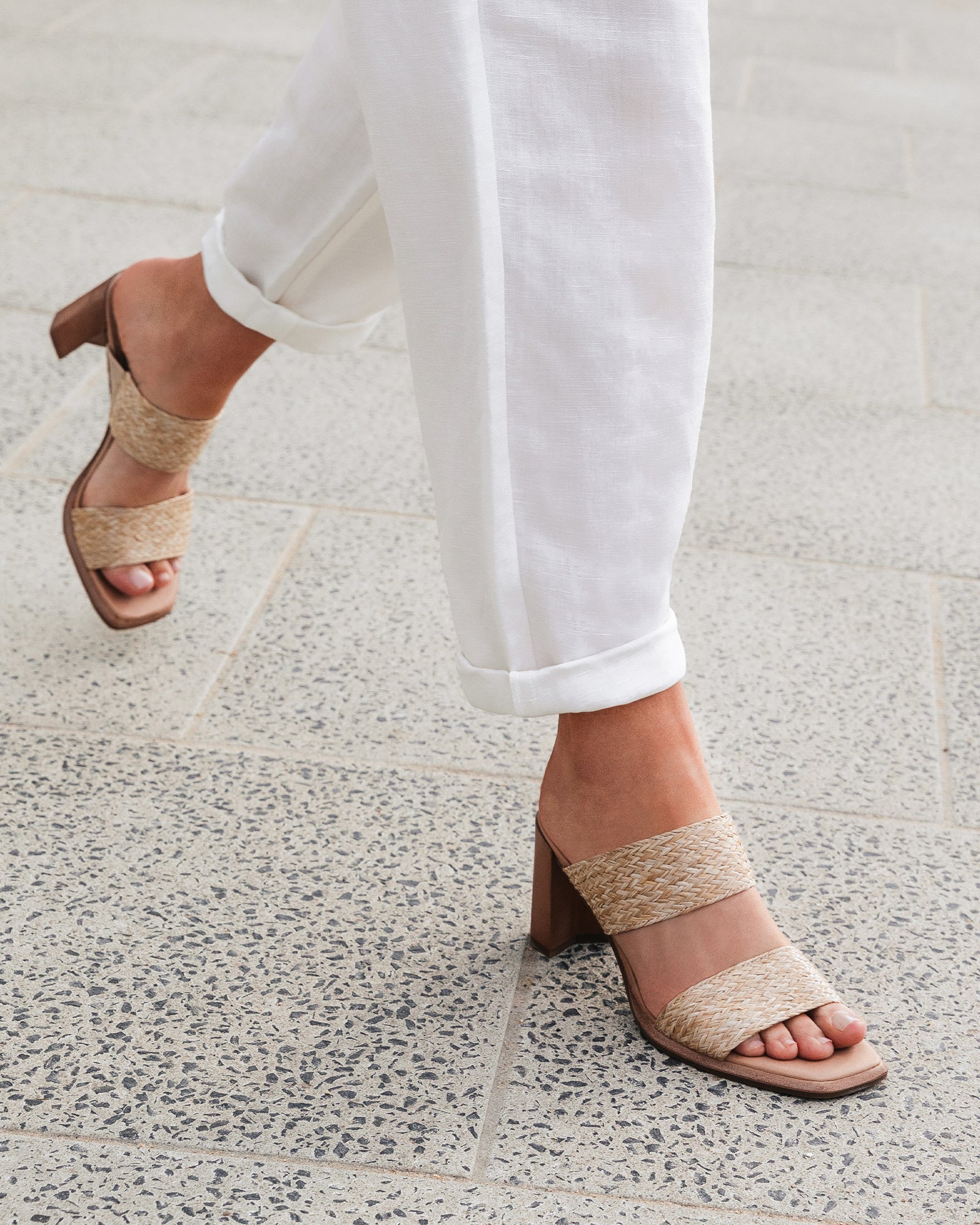 raffia block heel sandal