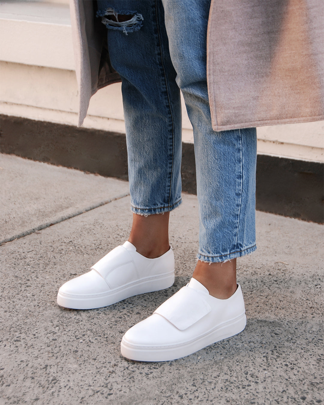 white leather casual sneakers