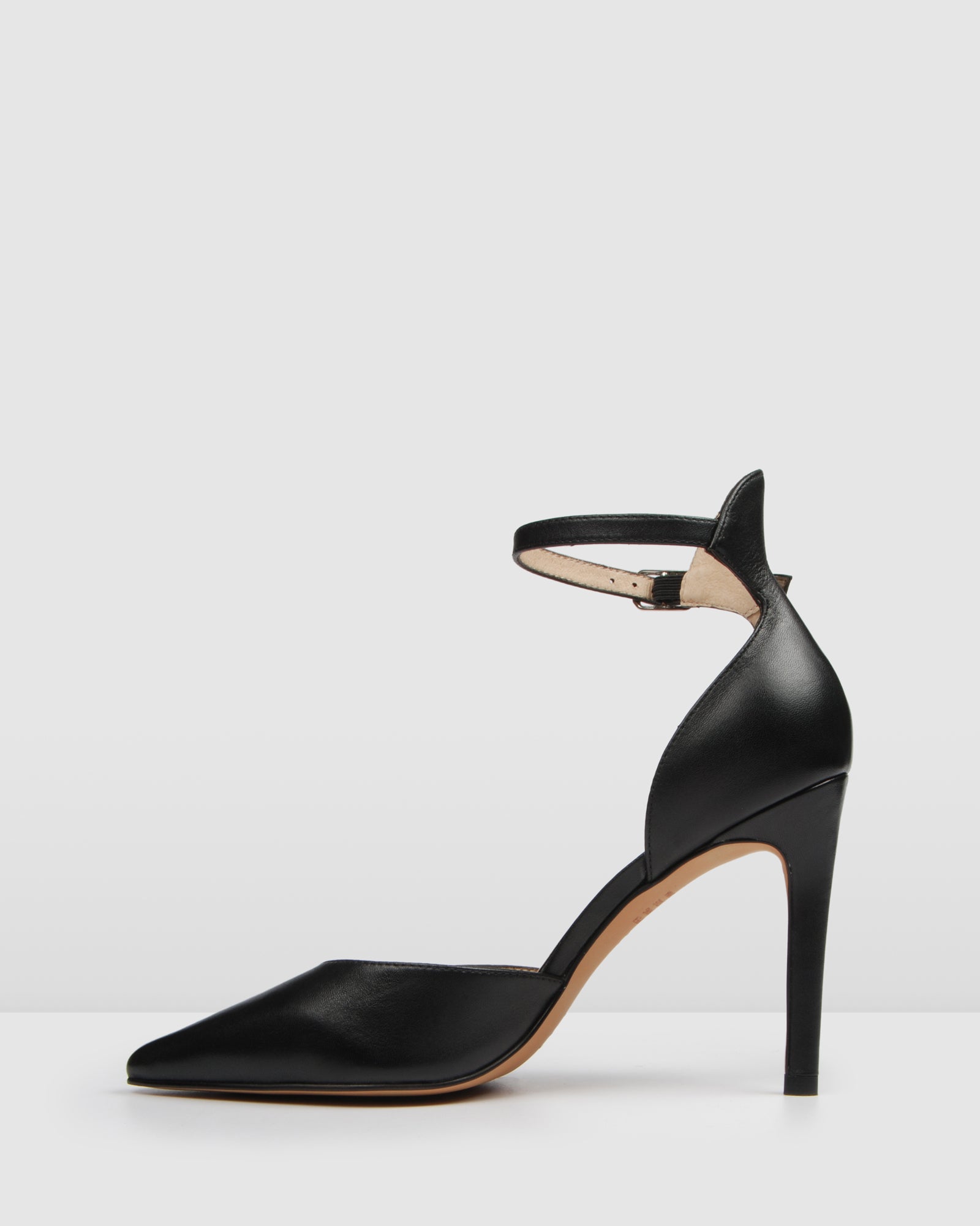 black leather heels