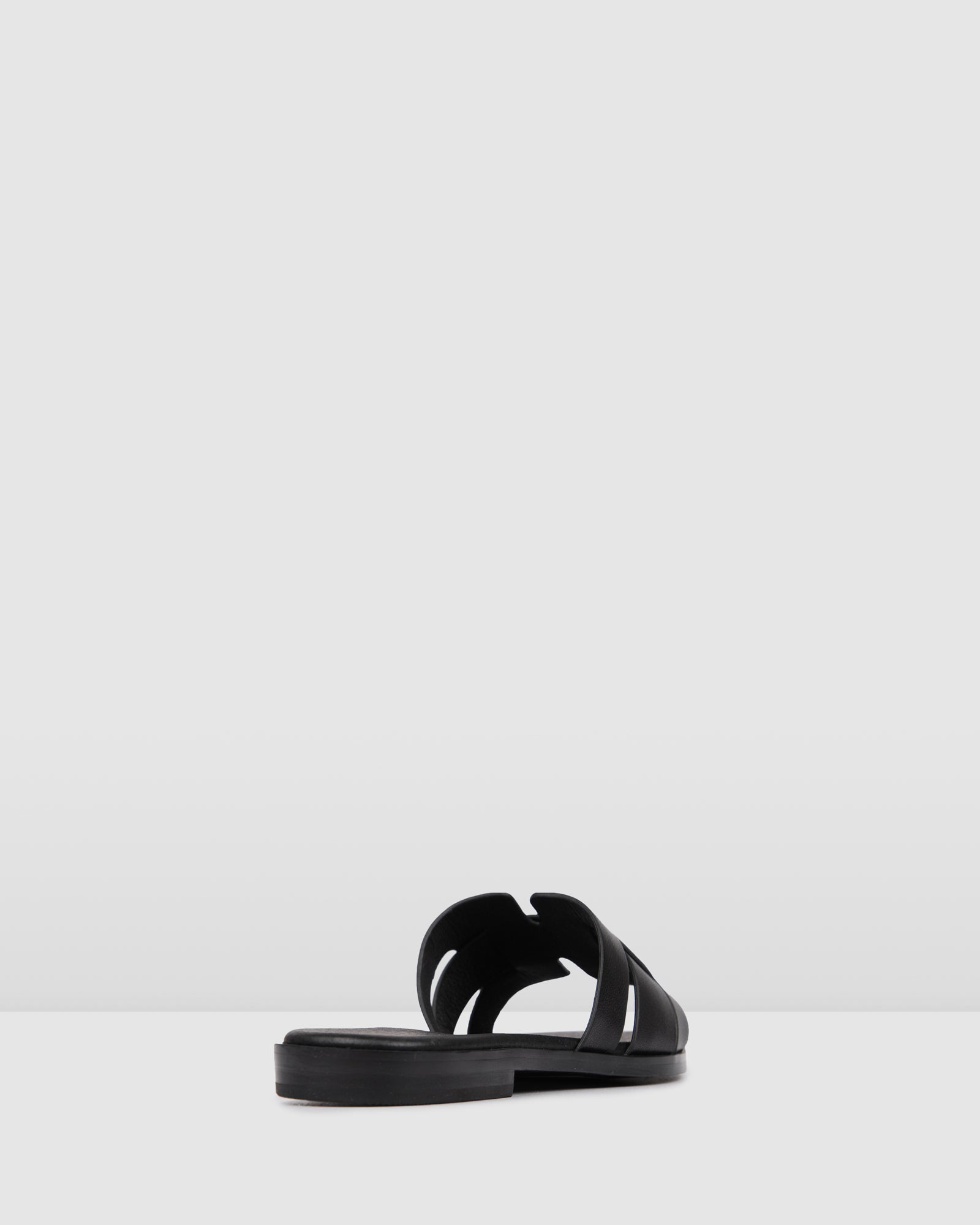 TARA FLAT SLIDES BLACK LEATHER - Jo Mercer