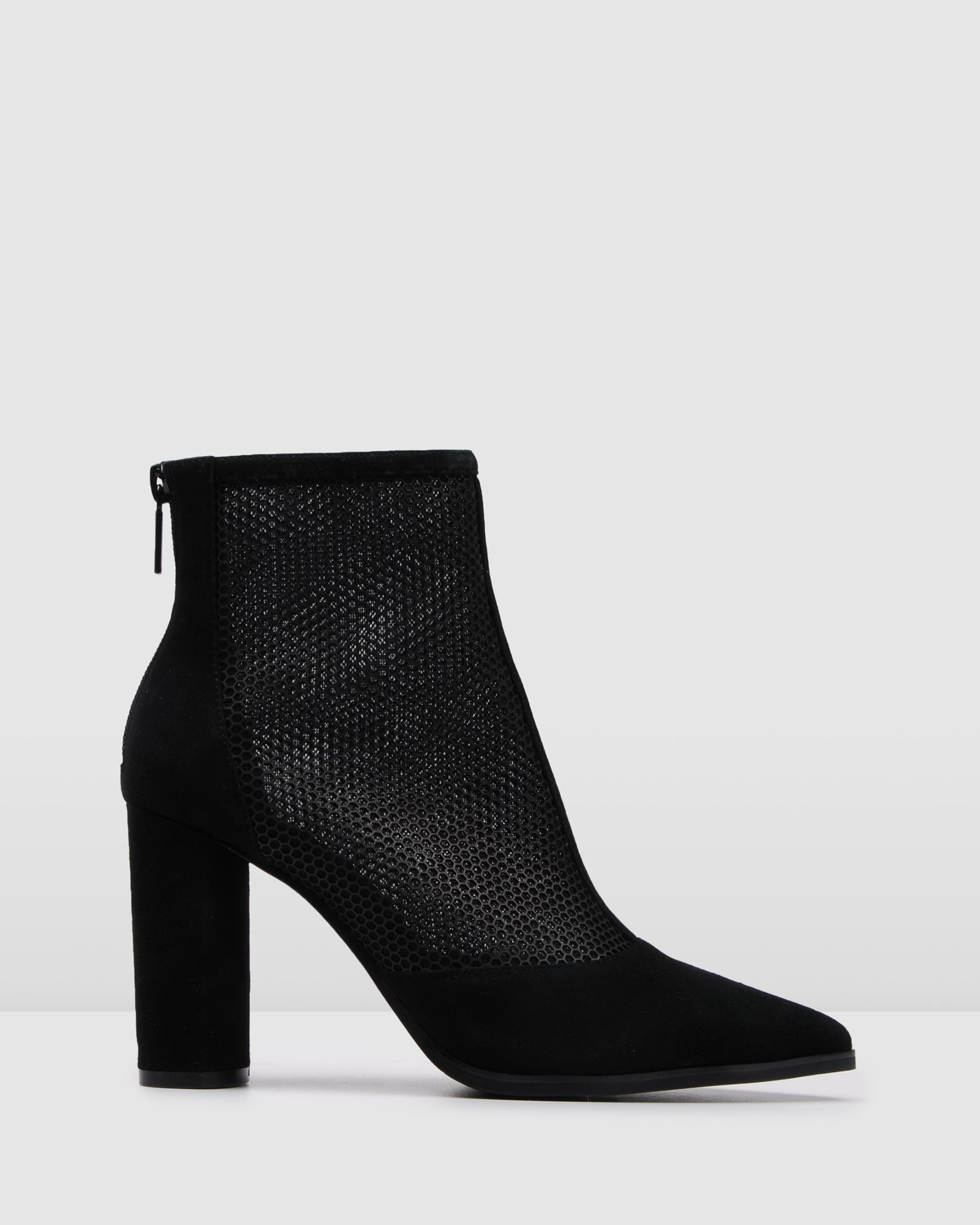 black suede ankle boots high heel