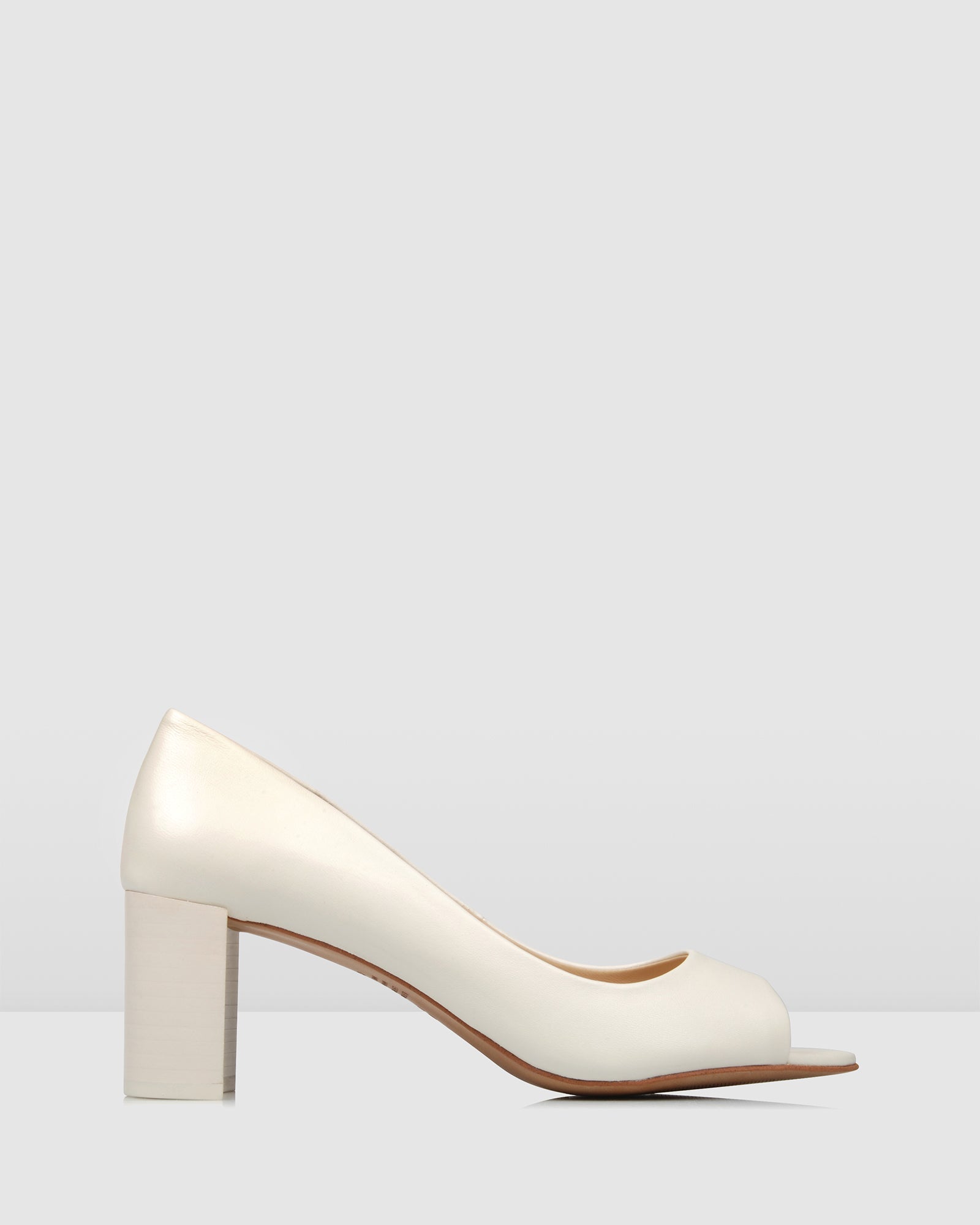 white mid heels