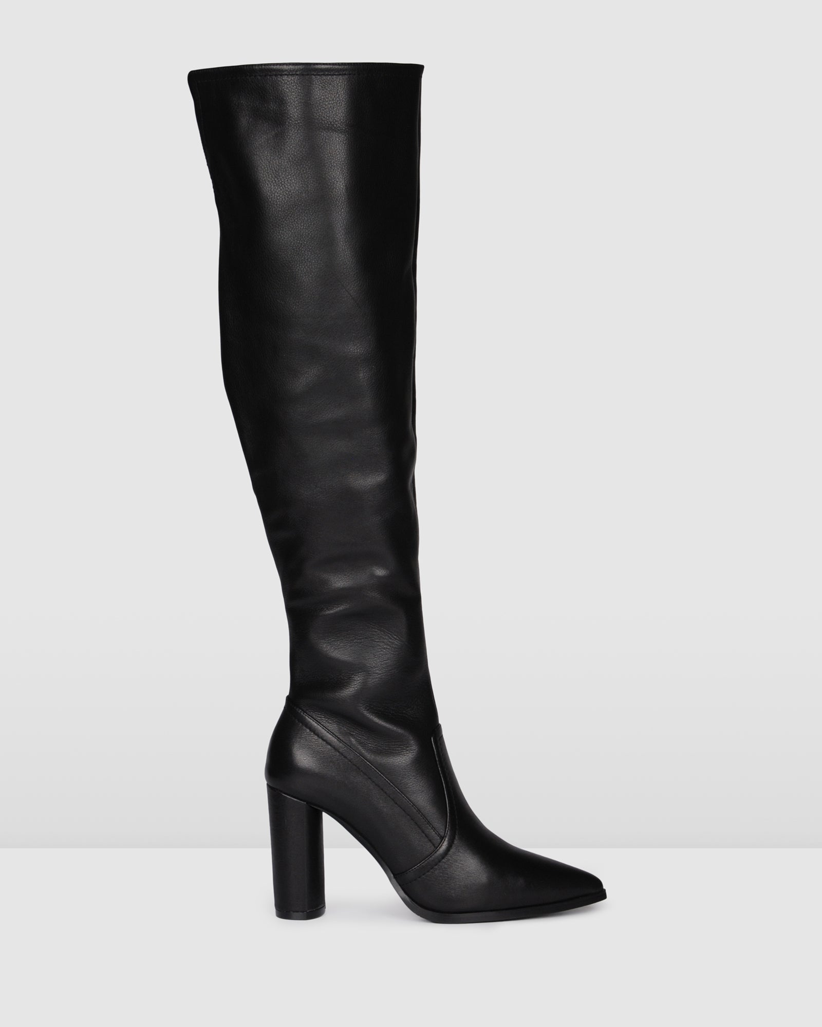 high heel leather knee boots