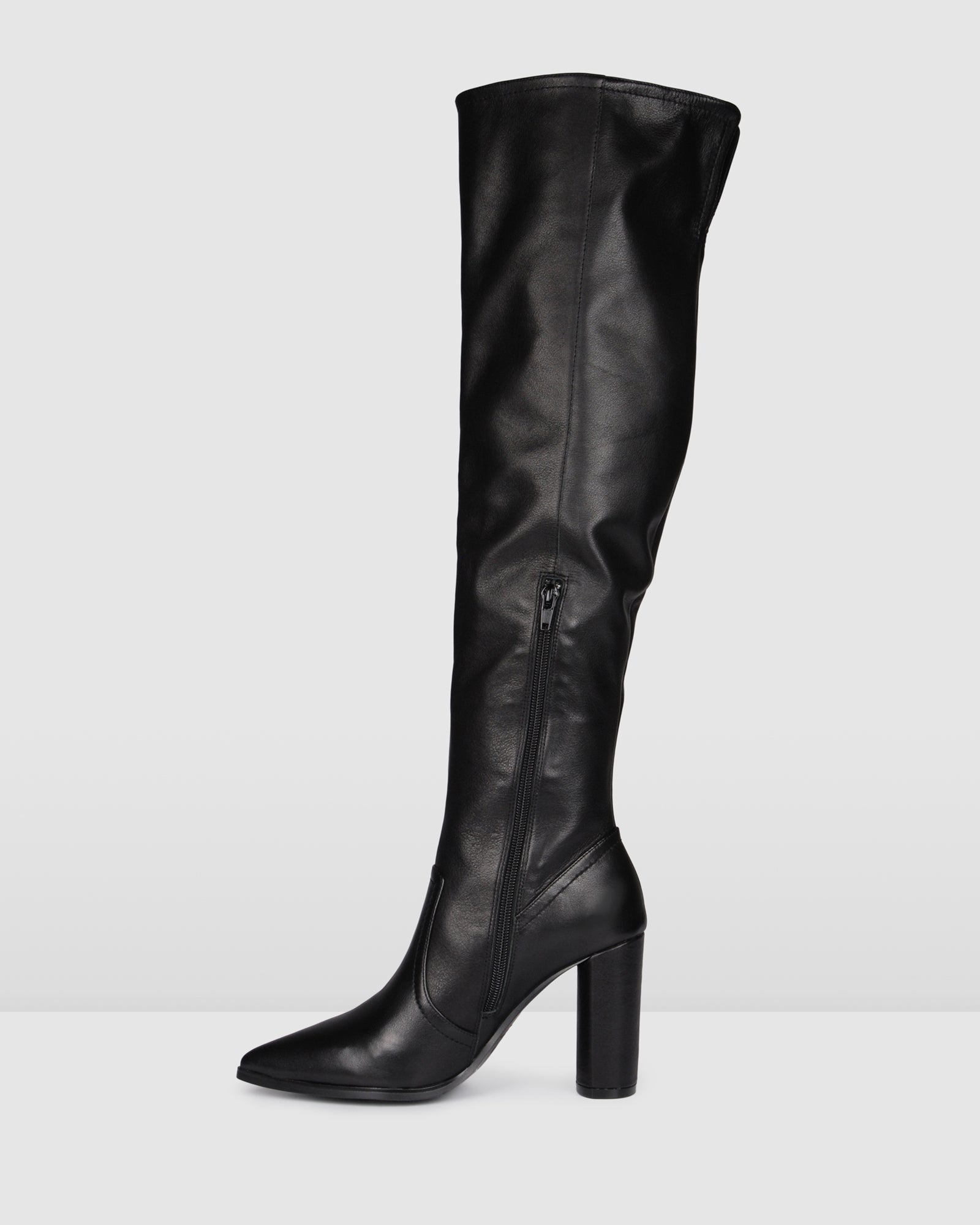 knee high boots leather heel