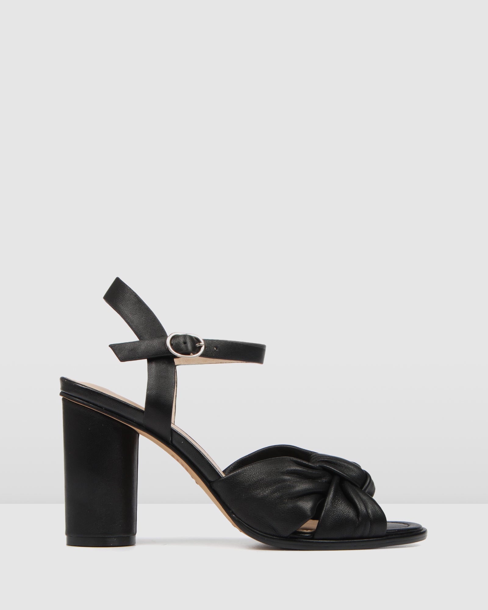 black leather sandal heels