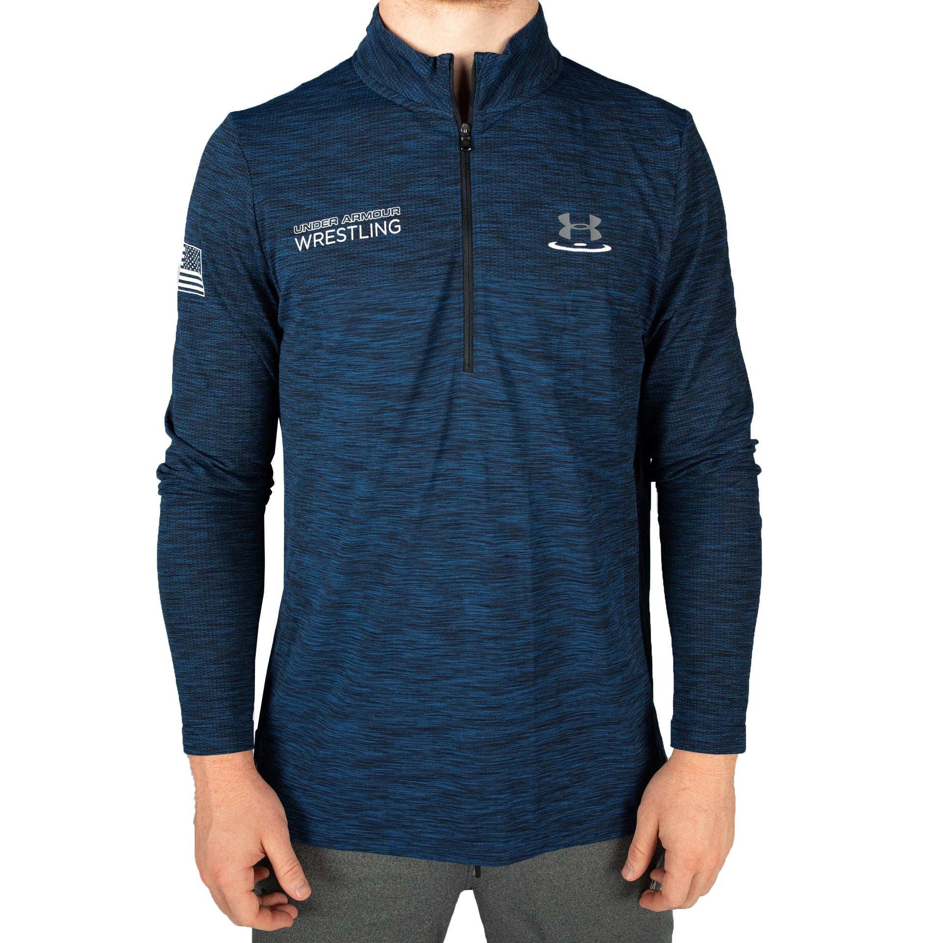 Under Armour Wrestling Men's Navy Seamless 1/2 Zip | ScrapLife