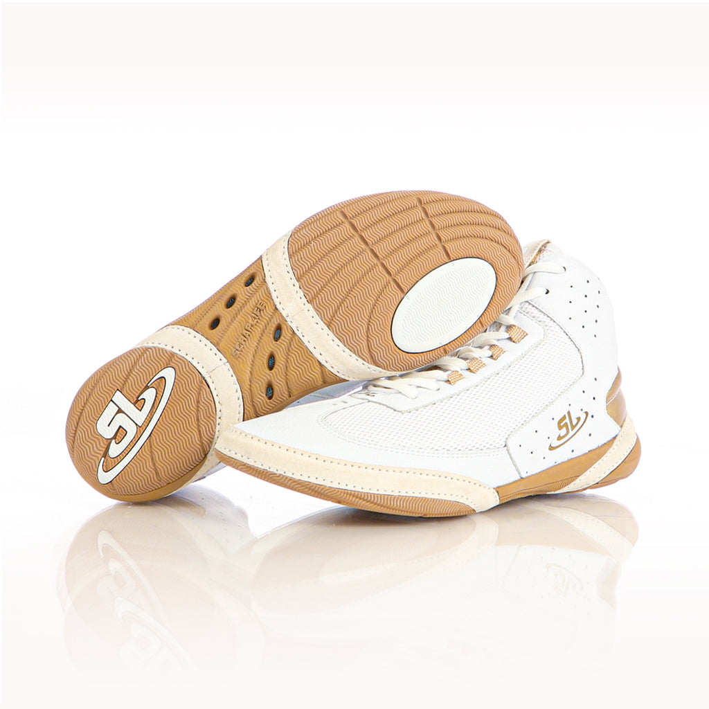 wrestling shoes white and gold