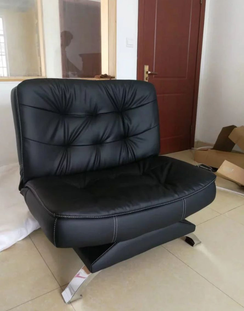 black leather chair bed