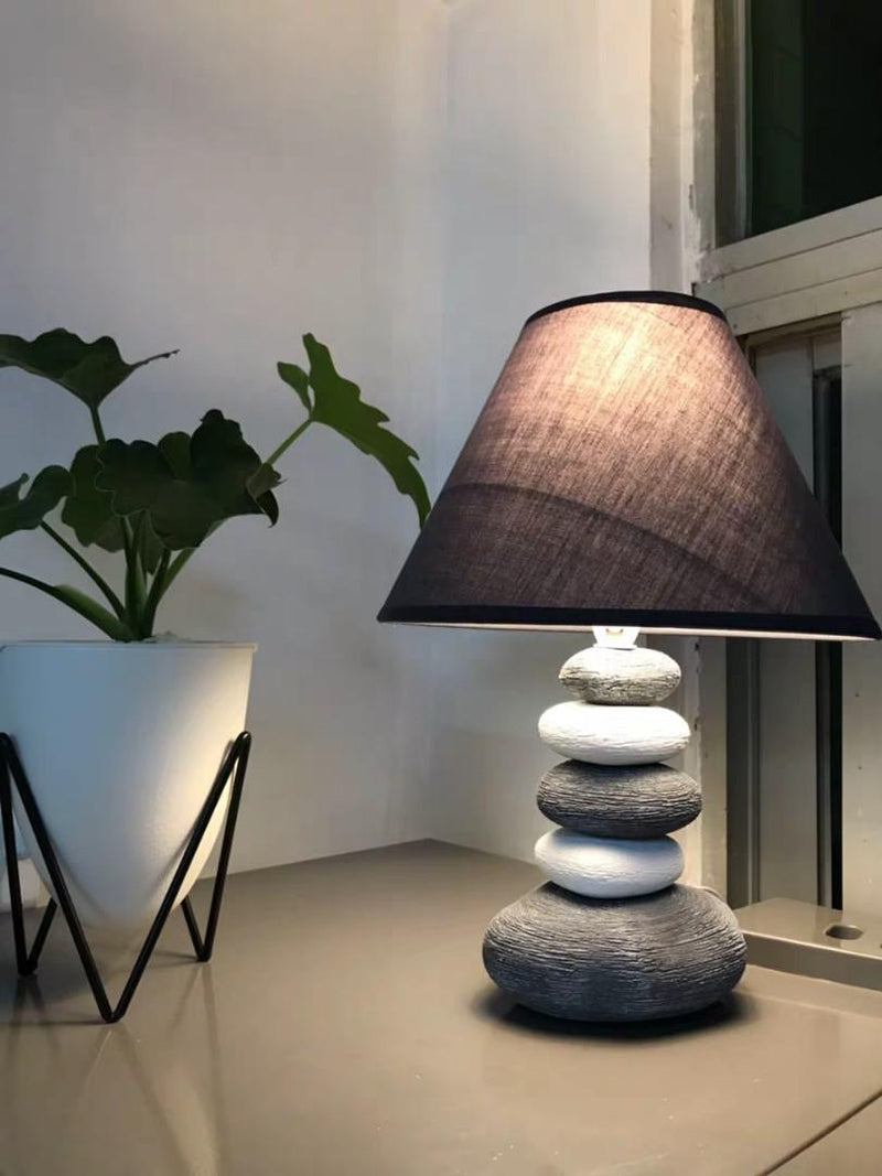 river rock table lamp