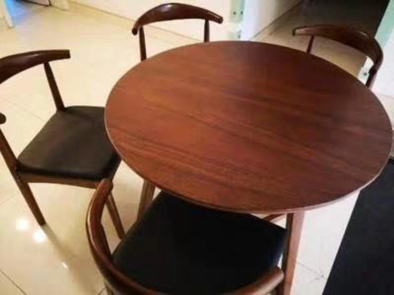 dark wood round dining table set