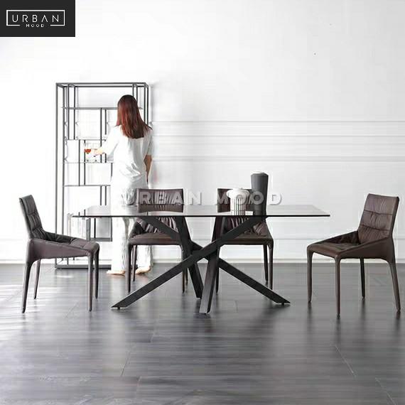 contemporary black glass dining table