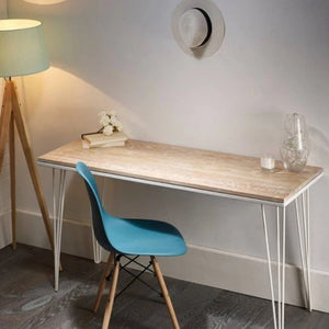 Leanna Modern Industrial Solid Wood Slim Study Table Urban Mood