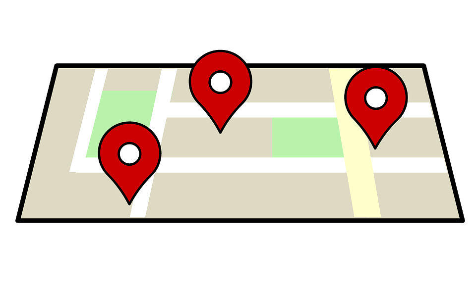 Map showing different locations and geofences