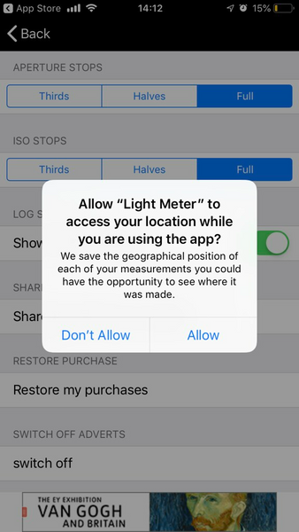 example of a phone notification asking for consent to provide access to the user’s location