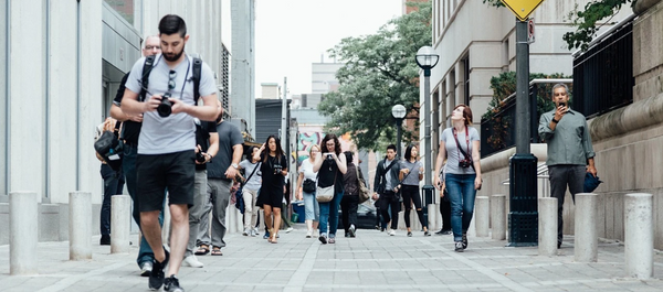 Random people out and about in a Canadian street