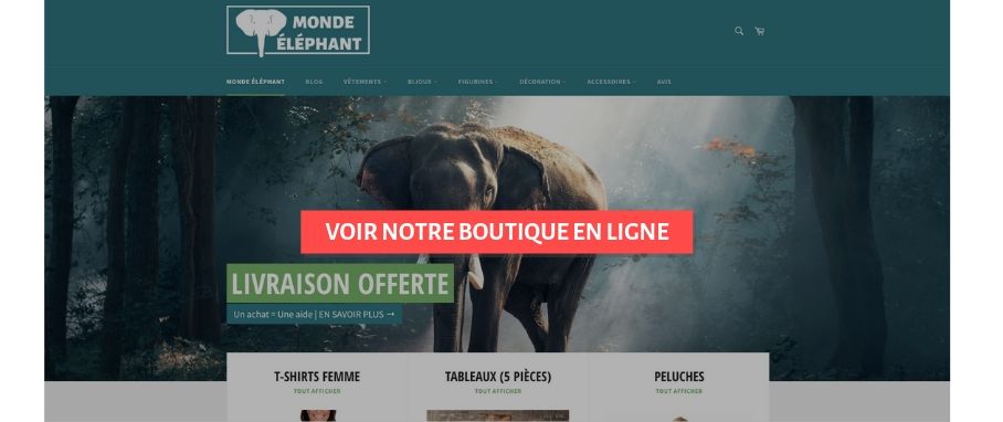 Boutique en ligne Monde-Éléphant