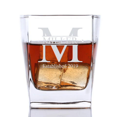 personalized Cube Rocks Glass - Whiskey Glass - Miller Design from Sofia's Findings