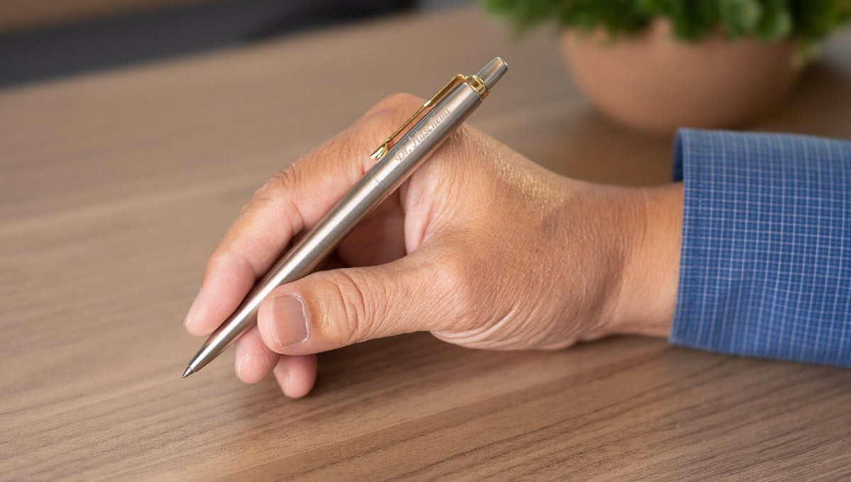 Parker Jotter with Gold appointments held in hand - doctors' day gift