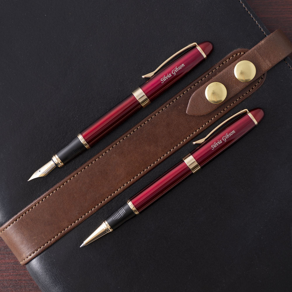 Alexandria Red Fountain Pen and Rollerball Pen perfect for Christmas gift