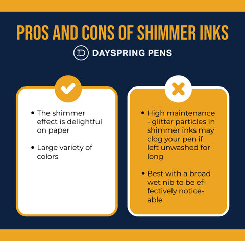 Pros and Cons of Shimmer Fountain Pen Inks