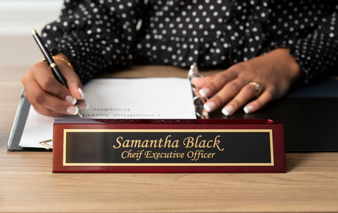 Custom Desk Name Plate Rosewood