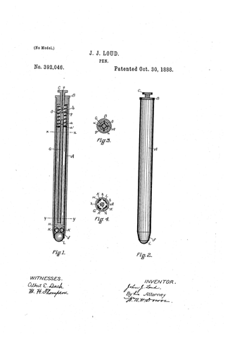 John J Loud ballpoint patent diagram