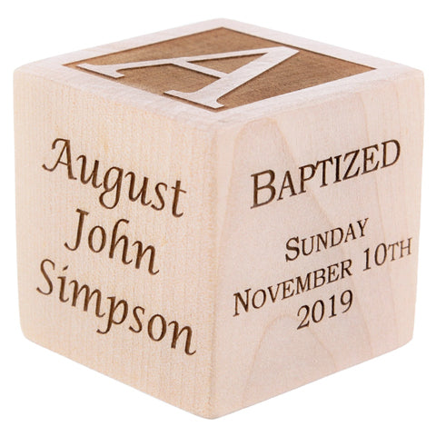 Baby Baptism Block from Palmetto Wood Shop