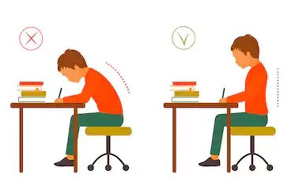 illustration of bad and good writing posture