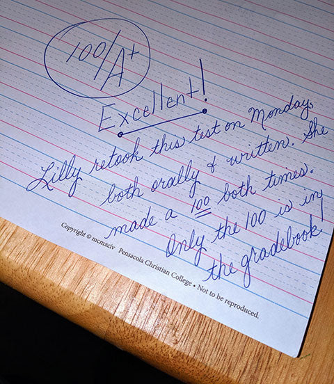 teacher's handwriting