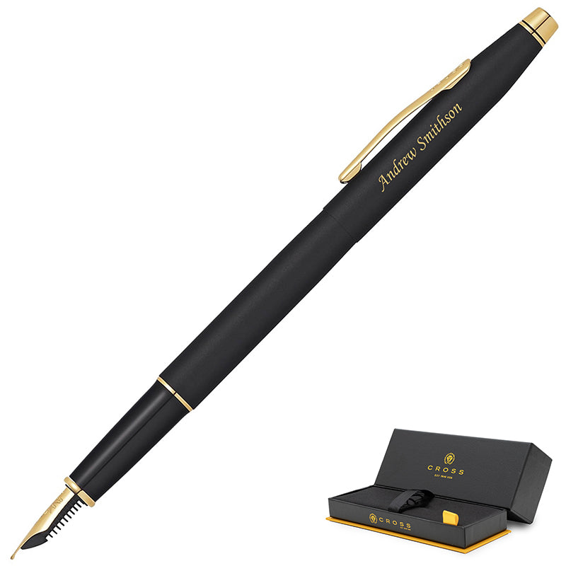 Classic Century Black Gold Fountain Pen with pen case