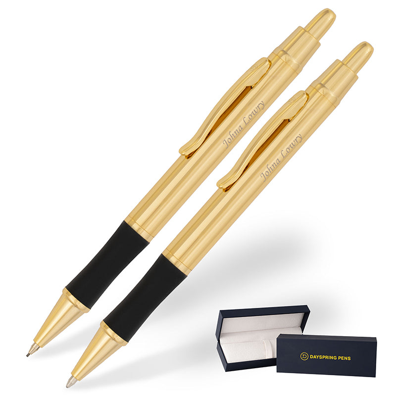 Monroe 18 carat gold pen and pencil set