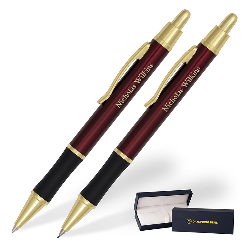Monroe Pen and Pencil Set - Burgundy Red