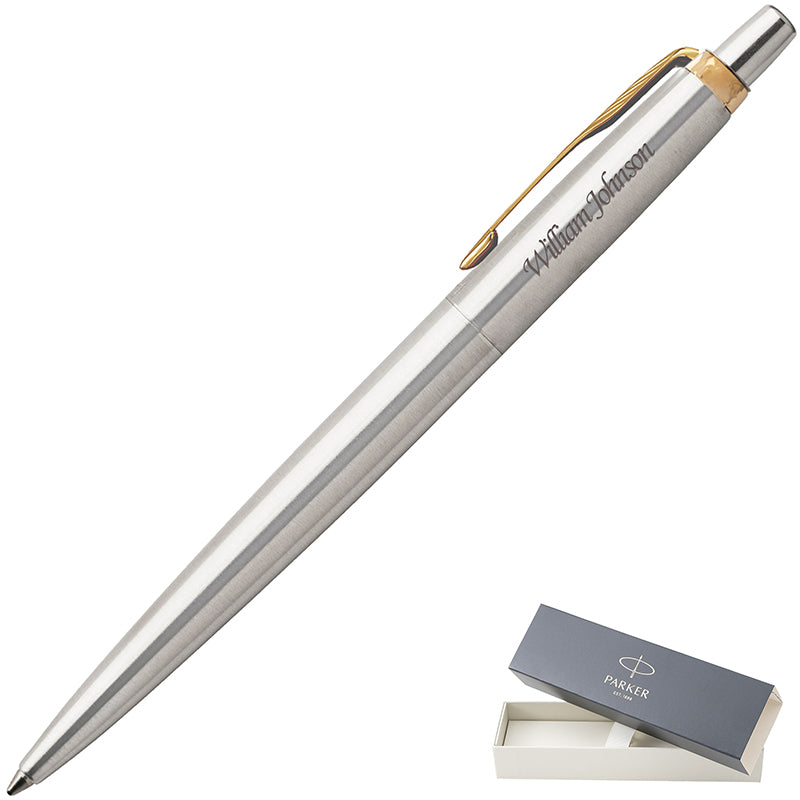 Parker Jotter Gel Pen in Stainless Steel with Gold Trim