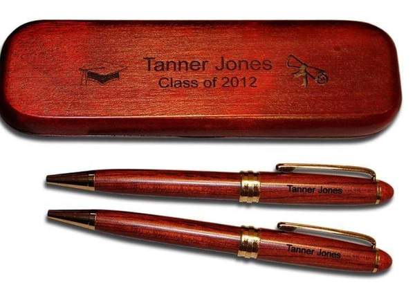 Graduation Themed Rosewood Pen & Pencil Set