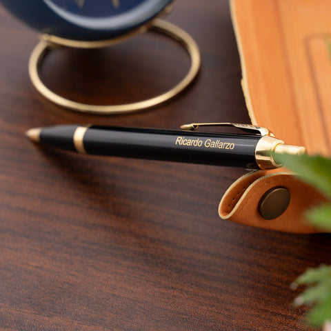 Parker IM Black Gold Trim Ballpoint Pen Custom Engraved