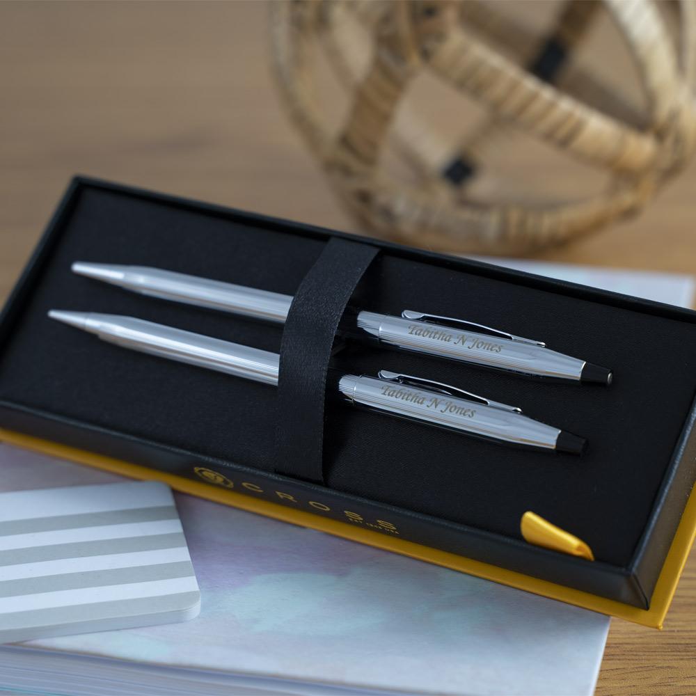 A.T.  Classic Century Chrome Pen and Pencil Set with Box