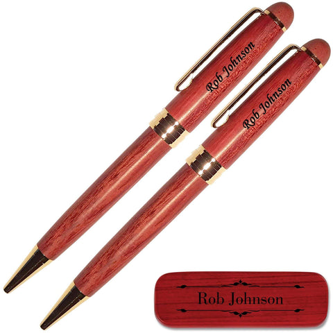 Rosewood Case Deluxe Ballpoint and Mechanical Pencil