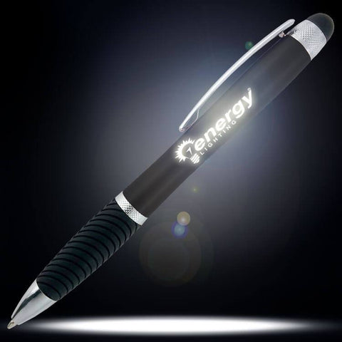 Black Lumen LightUp Pen with Logo