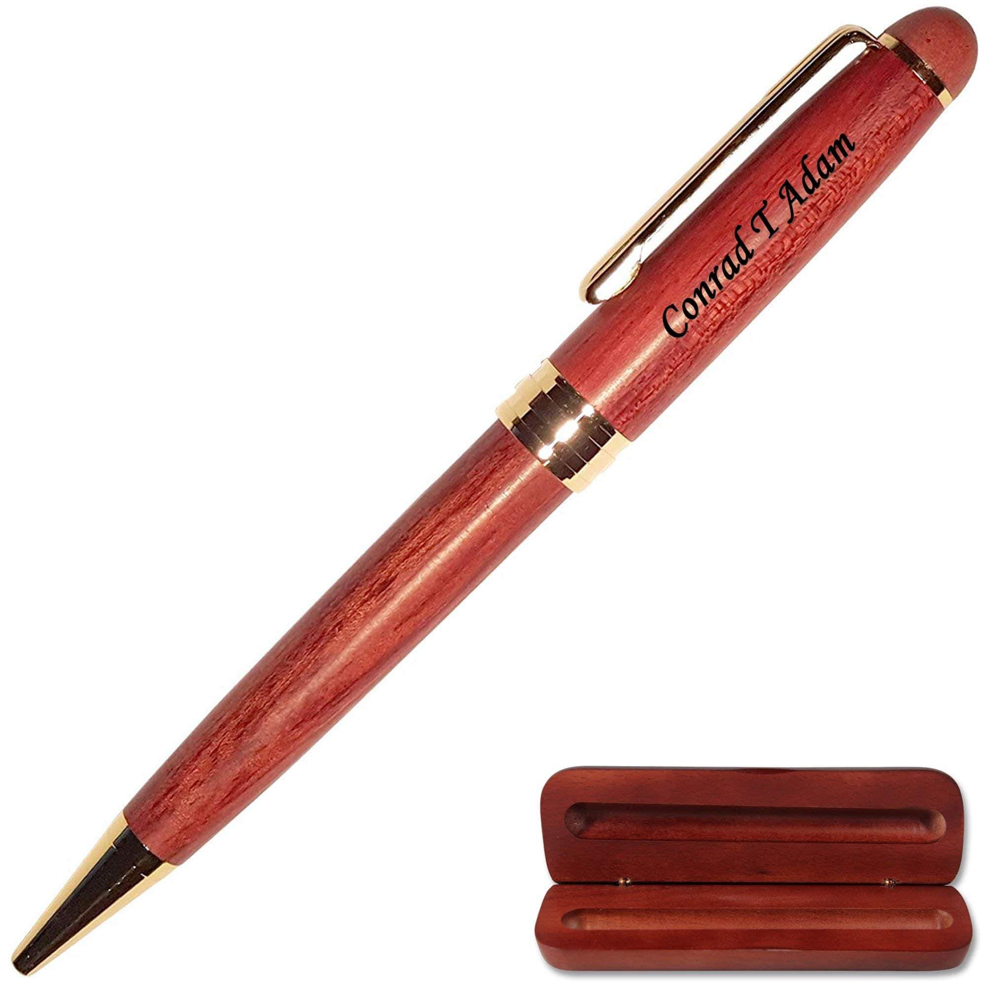 Rosewood Engraved Ballpoint Pen and Case