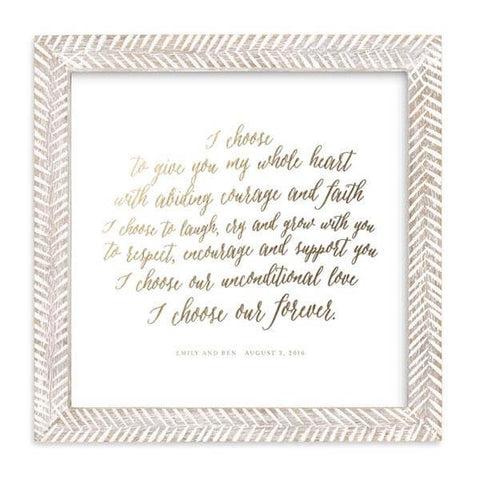 frame wedding vows with gold foil print