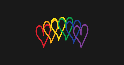 colourful rainbow hearts with black background