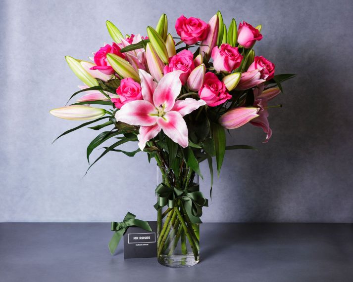 Image of Pink Lilies & Pink Roses