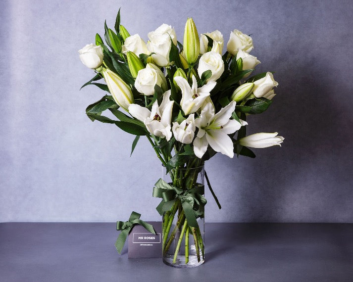 Image of White Lilies & White Roses