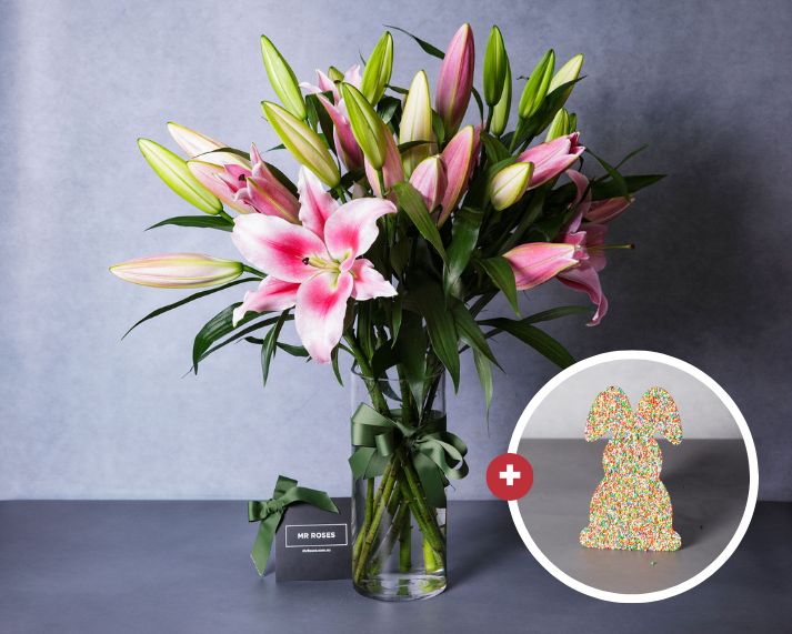 Image of Lilies & Easter Bunny