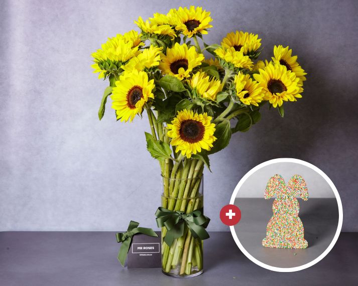 Image of Sunflowers & Easter Bunny
