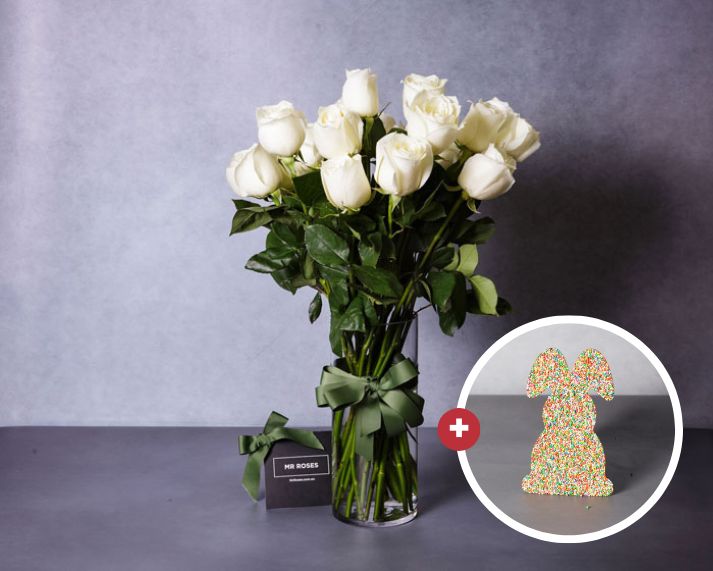Image of White Roses & Easter Bunny